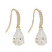 Øreheng 9K gull 10mm dråpeformet cz i heng på krok m/blanke cz - Caia