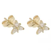 Ørepynt 9K gull 6mm 3 navette cz + 3 runde cz i "blomst" - Caia