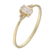 Ring 9K gull smal ring oval cz + runde på sidene - Caia