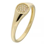 Ring 9K gull smal signetring m/ cz - Caia