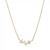 Collier 9K gull 9mm felt m/3 cz, dråpe/baguette/rund 40+3cm - Caia