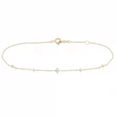 Armlenke 9K gull 4mm blomst av 4 cz midt på, små på sidene 16+2cm - Caia