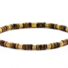Armlenke stål 4mm brune Tigerøye kuler i tønneform 19cm - Frank 1967