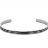 Armring stål cuff m/stripet og sort mønster 21cm - Frank 1967