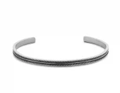 Armring stål cuff m/stripet og sort mønster 21cm - Frank 1967