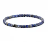 Armlenke stål 4mm blå Sodalitt kuler i tønneform 19cm - Frank 1967