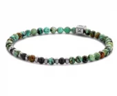 Armlenke stål 4mm grønne naturstener + sort agate 19cm - Frank 1967