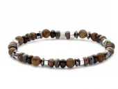 Armlenke stål 6mm Agate/ Labradoritt/ Bronzitt/ Hematitt mix 19cm - Frank 1967