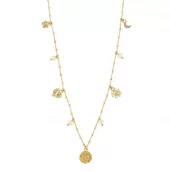 Collier "gull" Mylan assorterte charms + perler 38+9cm