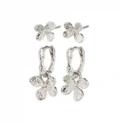 Øreringer "sølv" Ajani 2pk: organisk blomst + 10ø org.ørering m/org. blomster-charms