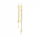 Øreringer "gull" Prism 10cm "balanse" m/ beachy charms