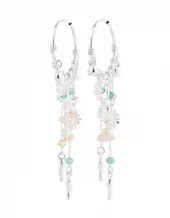 Øreringer "sølv" Mylan 22ø ørering m/ass. beachy charms + perler i turkis/brun mix