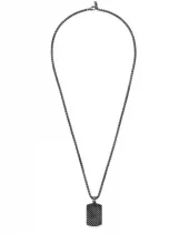 Collier sort stål 30x20mm medaljong m/"tire track" mønster 60cm - Frank 1967