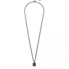 Collier sort stål 15x13mm plate m/ Tigerøye 60cm - Frank 1967