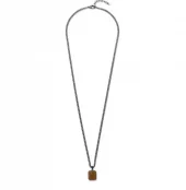 Collier sort stål 15x13mm plate m/ Tigerøye 60cm - Frank 1967