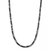 Collier stål 6mm mix av lys grå Map stone / hematitt og sorte kuler 66cm - Frank 1967