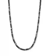 Collier stål 6mm mix av lys grå Map stone / hematitt og sorte kuler 66cm - Frank 1967