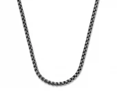Collier antikksort stål 4mm box chain 60cm - Frank 1967