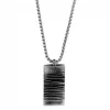 Collier antikksort stål 38x13mm plate m/striper på box chain 70cm - Frank 1967