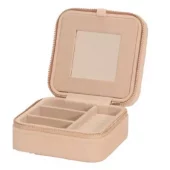 Reiseskrin beige kvadratisk m/speil