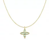 Collier fg.sølv Ripple Joy mint grønn blomst av navette cz 45+5cm