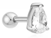 Ørepynt rh.sølv stud 5x3mm dråpeformet cz.