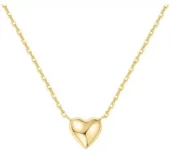 Collier fg.sølv Sunny Sparkler 10mm glatt hjerte fast på kjedet 40+5cm