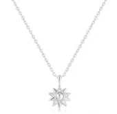 Collier rh.sølv Starlit Drops 10mm sol m/blanke cz 40+5cm