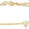 Armlenke fg.sølv Starlit Drops 4mm hjerter, 3 glatte 1 m/cz 16+2cm