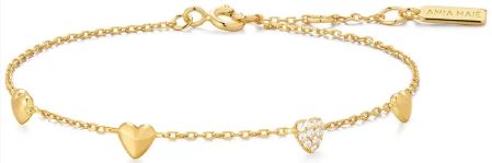 Armlenke fg.sølv Starlit Drops 4mm hjerter, 3 glatte 1 m/cz 16+2cm