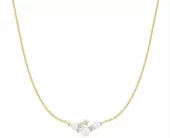 Collier fg.sølv Starlit Drops "klase" i bue av blanke cz og shellperler 40+5cm