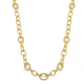 Collier fg.sølv 4mm O-chain med blanke zirconer i noen ledd 45cm