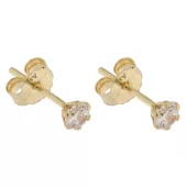Ørepynt gull 3mm zircon m/6 klør