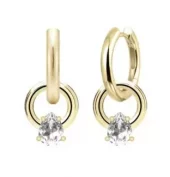 Ørering "gull" Callie 15ø m/ring-charm med blank sten