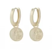 Ørering "gull" Rule 14ø m/10mm mynt som charms