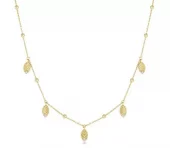 Collier fg.sølv Ripple Joy 8mm blader i heng + kuler på kjedet 41+9cm