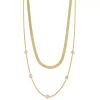 Collier fg.sølv 2r: 3mm Herringbone + ankerlenke m/cz i fattekant 40/42+4cm
