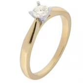 Ring gull enstens diamant 0,26ct TWSI i 4 rhodinerte klør (Veil. 21.990,-)