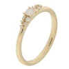 Ring gull diamant i senter m/diamanter i dryss på sidene 0,16ct WP