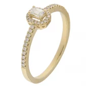 Ring 9K gull rosett lux m/baguette sentersten 0,21ct TWSI - Caia