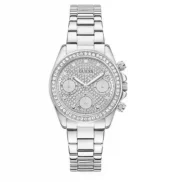Klokke Guess stål m/stener rundt bezel og i hele skiven, multifunksjon