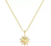 Collier fg.sølv Starlit Drops 10mm sol m/blanke cz 40+5cm
