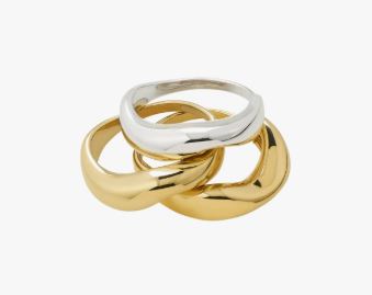 Ring "gull" Nova 3pk; 2 fg. 1 sølvf. bølgede, glatte reg.bar