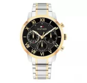 Tommy Hilfiger bic.stål 42mm sort skive/ romertall herre 5 BAR multifunksjon
