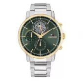 Tommy Hilfiger bic.stål 44mm metallic grønn skive herre 5 BAR multifunksjon