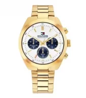 Tommy Hilfiger fg.stål 40mm hvit skive herre 5 BAR chronograph