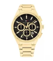 Tommy Hilfiger fg.stål 43mm sort skive herre 5 BAR cronograph