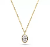 Collier fg.sølv Sardinien 8x6mm oval, blank zircon 45cm justerbar lenke