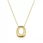 Collier fg.sølvBorsa Pianura 16x13mm åpent anheng, firkantet m/runde kanter 45cm justerbar lenke