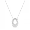 Collier rh.sølv Borsa Pianura 16x13mm åpent anheng, firk. m/runde kanter/zirc 45cm justerbar lenke